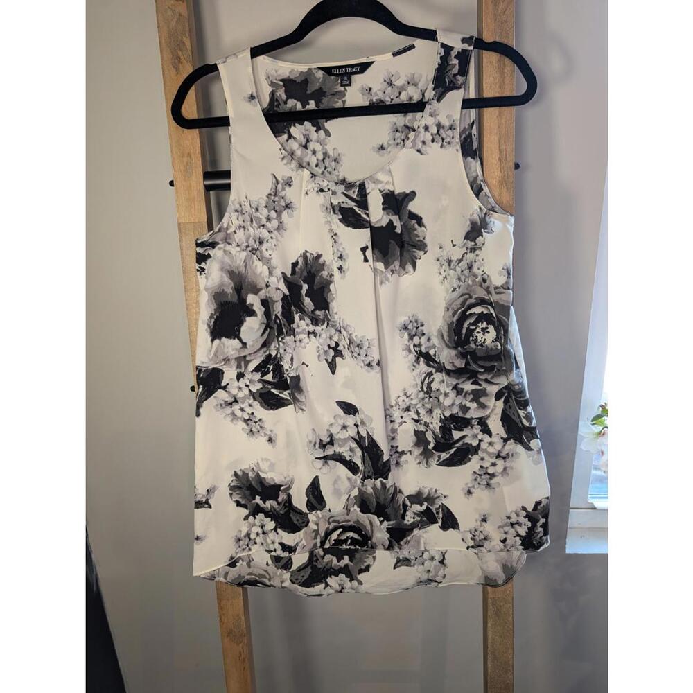 Ellen Tracy Sleeveless Floral Print Blouse Top - Small